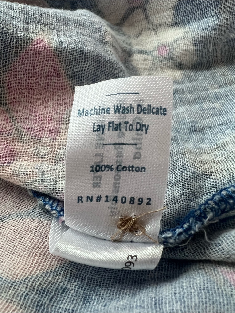 Marine Layer Willow Midi Dress in Floral Batik Blue Pink Natural Fiber Size XL - Picture 14 of 16